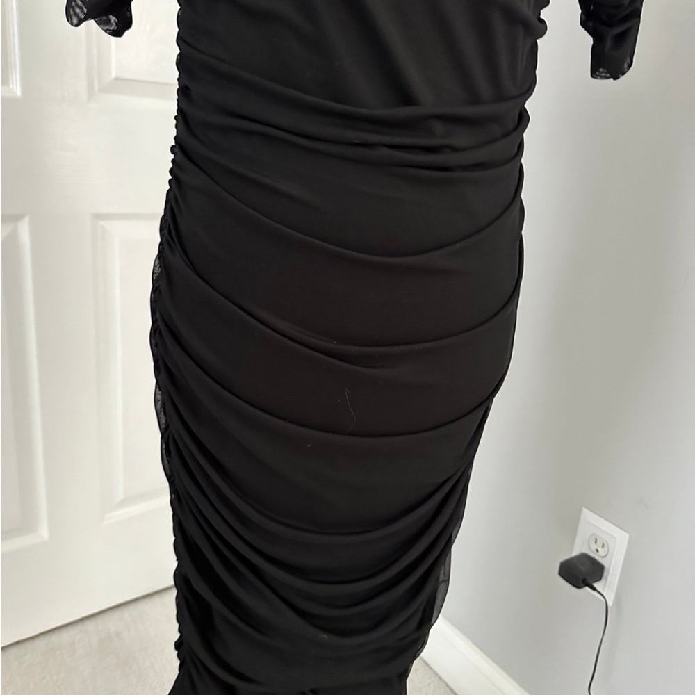 ASOS Black Ruched Midi Dress - Picture 3 of 4